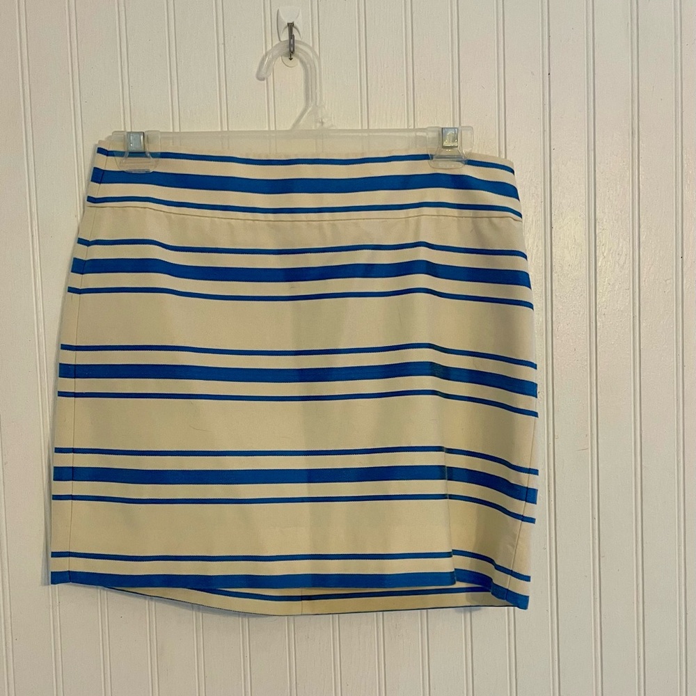J Crew Striped Blue and Cream Skirt